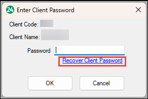 Recover client password link